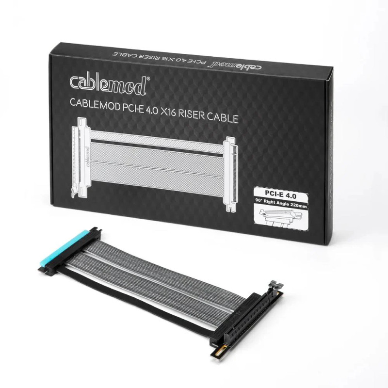 CableMod Right Angle PCI-e 4.0 Riser Cable 22cm -Black - دعامة